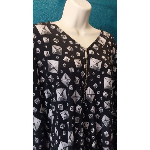 Michael Kors A Line Shirt Dress Womens Blouson Small Diamonds Black and Silver - Picture 2 of 11